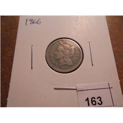 1866 THREE CENT PIECE (NICKEL) WITH VIRDIGRIS