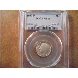 1987-P ROOSEVELT DIME PCGS MS66