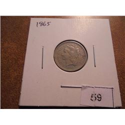 1865 THREE CENT PIECE (NICKEL) WITH VIRDIGRIS