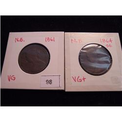 1861 & 1864 NEWBRUNSWICK LARGE CENTS