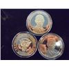 Image 1 : 3-2009 BARACK OBAMA INAUGURATION TOKENS (PF) ALL THREE ARE GOLD IN COLOR AND ARE SILVER DOLLAR SIZED