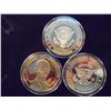 Image 2 : 3-2009 BARACK OBAMA INAUGURATION TOKENS (PF) ALL THREE ARE GOLD IN COLOR AND ARE SILVER DOLLAR SIZED