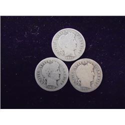 1911-D,12-S & 14 BARBER DIMES