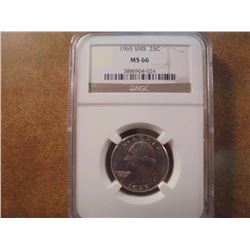 1965 SMS WASHINGTON QUARTER NGC MS66