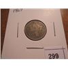 Image 1 : 1867 THREE CENT PIECE (NICKEL) WITH VIRDIGRIS