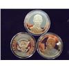 Image 1 : 3-2009 BARACK OBAMA INAUGURATION TOKENS (PF) ALL THREE ARE GOLD IN COLOR AND ARE SILVER DOLLAR SIZED