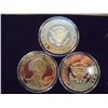Image 2 : 3-2009 BARACK OBAMA INAUGURATION TOKENS (PF) ALL THREE ARE GOLD IN COLOR AND ARE SILVER DOLLAR SIZED