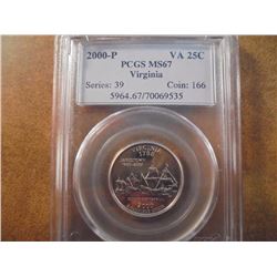 2000-P VIRGINIA QUARTER PCGS MS67