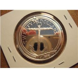 1985 BRITISH VIRGIN ISLANDS $20 SILVER PROOF