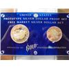Image 1 : UNITED STATES PROTOTYPE SILVER DOLLAR PROOF SET "FREE MARKET SILVER DOLLAR ACT", PRODUCED BY GOLD ST