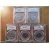 Image 1 : ALL 5-2001-D US 50 STATE QUARTERS PCGS SLABS KENTUCKY MS67, NEW YORK MS67, NORTH CAROLINA MS67, RHOD