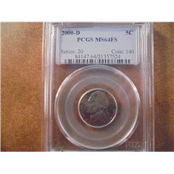 2000-D JEFFERSON NICKEL PCGS MS64FS