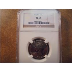 1968-S WASHINGTON QUARTER NGC PF67