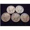 5 ASSORTED 1930'S MERCURY DIMES