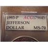 Image 2 : 1993-P JEFFERSON COMMEMORATIVE SILVER $ UNC ACG