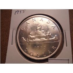 1955 CANADA SILVER DOLLAR UNC