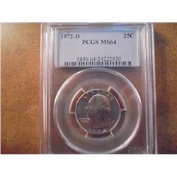 1972-D WASHINGTON QUARTER PCGS MS64