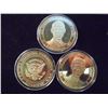 Image 1 : 3-2009 BARACK OBAMA INAUGURATION TOKENS (PF) ALL THREE ARE GOLD IN COLOR AND ARE SILVER DOLLAR SIZED