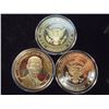 Image 2 : 3-2009 BARACK OBAMA INAUGURATION TOKENS (PF) ALL THREE ARE GOLD IN COLOR AND ARE SILVER DOLLAR SIZED