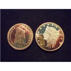 COPIES OF 1795 HALF EAGLE & 1861 DOUBLE EAGLE GOLD