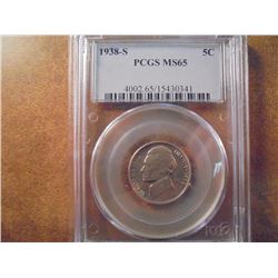 1938-S JEFFERSON NICKEL PCGS MS65