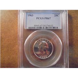 1963 WASHINGTON SILVER QUARTER PCGS PR67