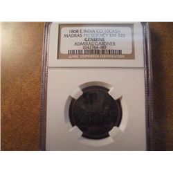 1808 EAST INDIA COMPANY 10 CASH MADRAS PRESIDENCY KM-320 NGC SHIPWRECK CERTIFICATION GENUINE