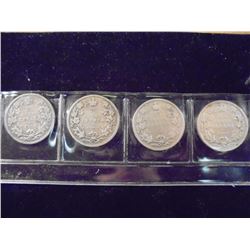 1902,1903,1904 & 1905 CANADA SILVER 25 CENTS