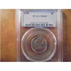 1938 JEFFERSON NICKEL PCGS MS65