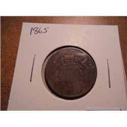 1865 US TWO CENT PIECE EXTRA FINE