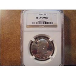 1970-S KENNEDY HALF DOLLAR NGC PF67 CAMEO