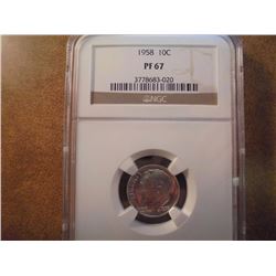 1958 SILVER ROOSEVELT DIME NGC PF67