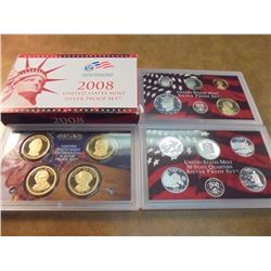 2008 US SILVER PROOF SET (WITH BOX) 14 PIECES INCLUDES PRESIDENTIAL DOLLARS
