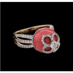 Agate and Diamond Ring - 18KT Rose Gold