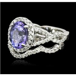 14KT White Gold 2.37ct Tanzanite and Diamond Ring and Guard