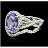 Image 1 : 14KT White Gold 2.37ct Tanzanite and Diamond Ring and Guard