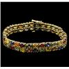 Image 1 : 26.50ctw Multi Color Sapphire Bracelet - 14KT Yellow Gold