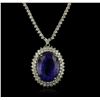 Image 1 : 14KT White Gold 15.40ct GIA Certified Tanzanite and Diamond Necklace
