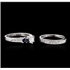 Image 1 : 14KT White Gold 0.85ctw Diamond and Sapphire Wedding Ring Set