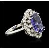 Image 1 : 14KT White Gold 4.71ct Tanzanite and Diamond Ring