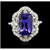 Image 2 : 14KT White Gold 4.71ct Tanzanite and Diamond Ring