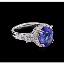 14KT White Gold 4.24ct Tanzanite and Diamond Ring