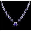 Image 2 : 14KT White Gold 18.07ctw Tanzanite and Diamond Necklace