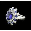 Image 2 : 14KT White Gold 4.17ct Tanzanite, Sapphire and Diamond Ring