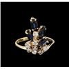 Image 1 : 14KT Yellow Gold 1.00ctw Sapphire and Diamond Ring