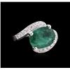 Image 1 : 4.85ct Emerald and Diamond Ring - 14KT White Gold