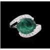 Image 2 : 4.85ct Emerald and Diamond Ring - 14KT White Gold