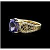 Image 2 : 14KT Yellow Gold 4.98ct Tanzanite and Diamond Ring