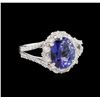 Image 1 : 2.40ct Tanzanite and Diamond Ring - 14KT White Gold