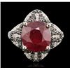 Image 2 : 14KT White Gold 6.87ct Ruby and Diamond Ring